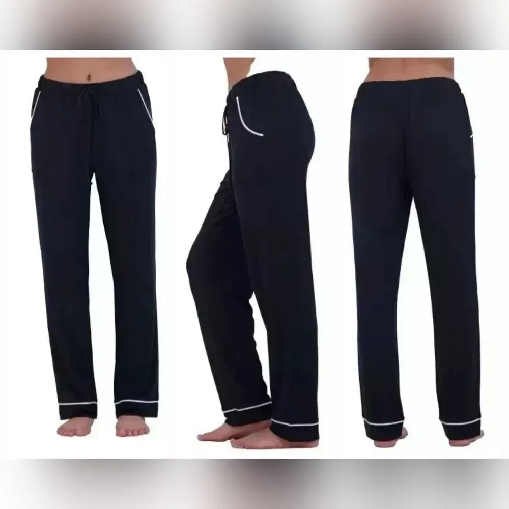 2-pk Lucky Women's XL Comfy Straight Leg Lounge PJ Pants Relaxed Black/Pink Dot - Picture 4 of 7